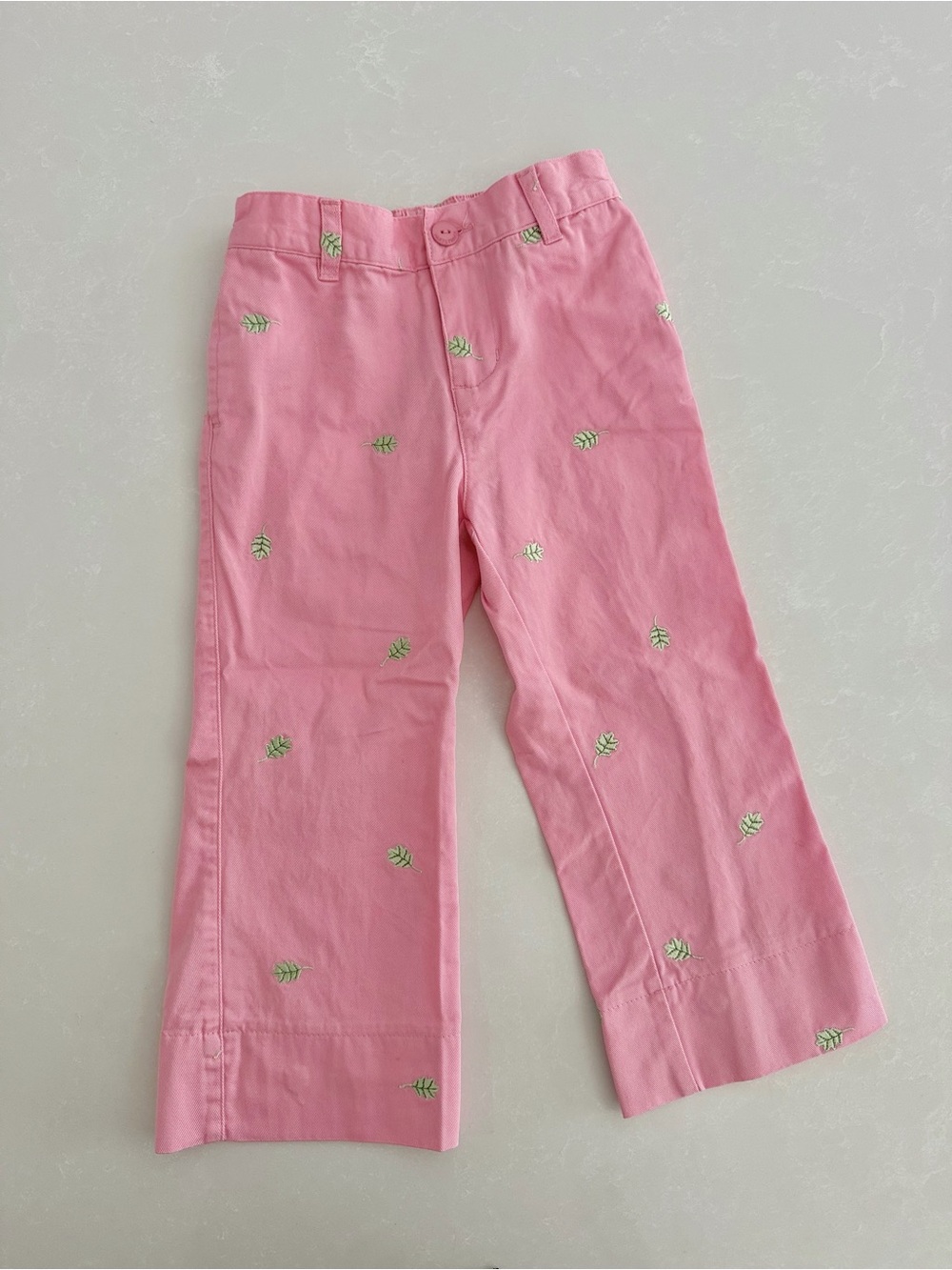 Vintage Hartstrings Pink Embroidered Leaf Pants • Size 4T